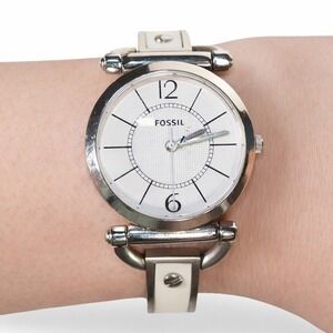 Fossil ES-2473 Wrist Watch Women OS Silver White Stainless Steel 5 ATM